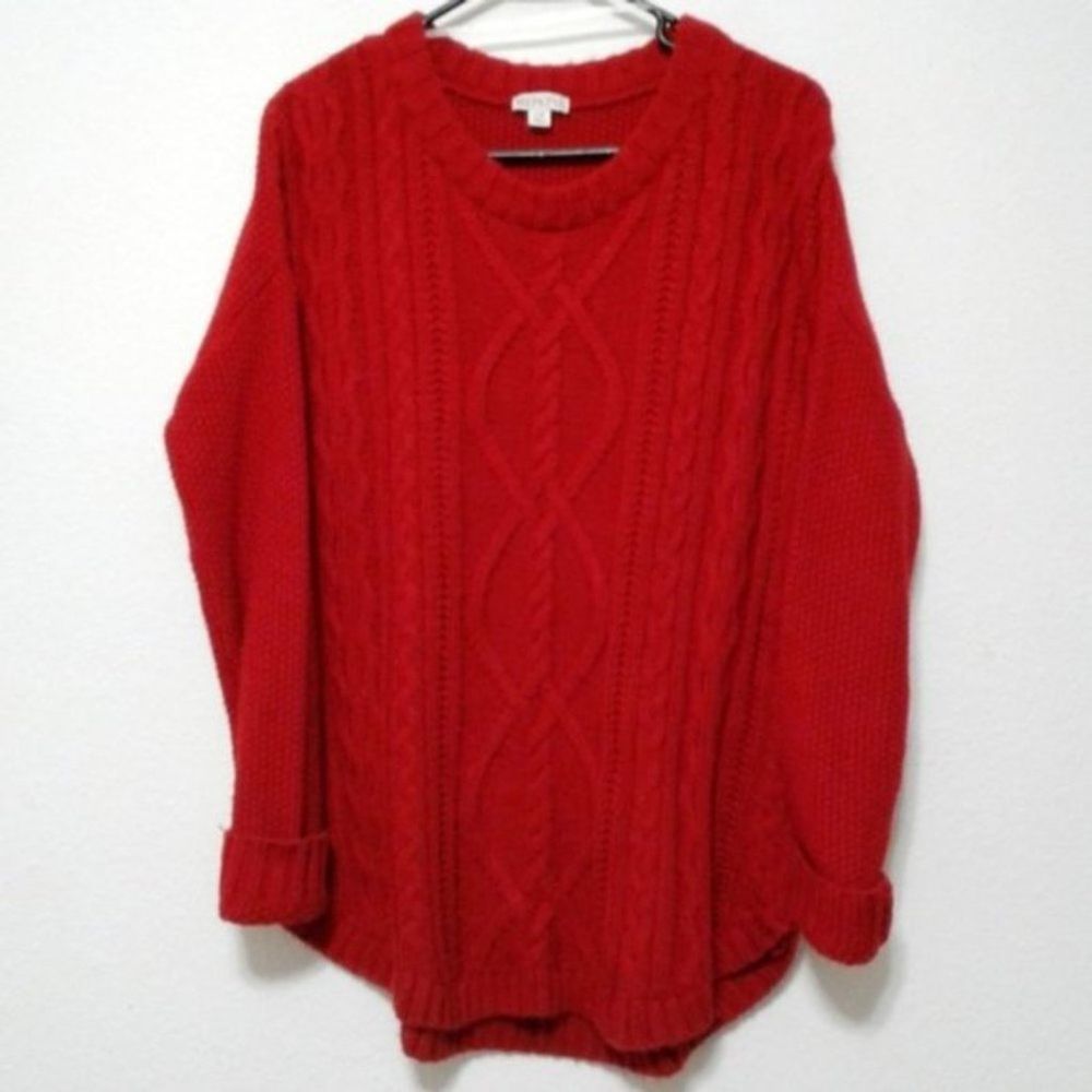 Merona red chunky cable knit tunic sweater